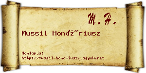 Mussil Honóriusz névjegykártya